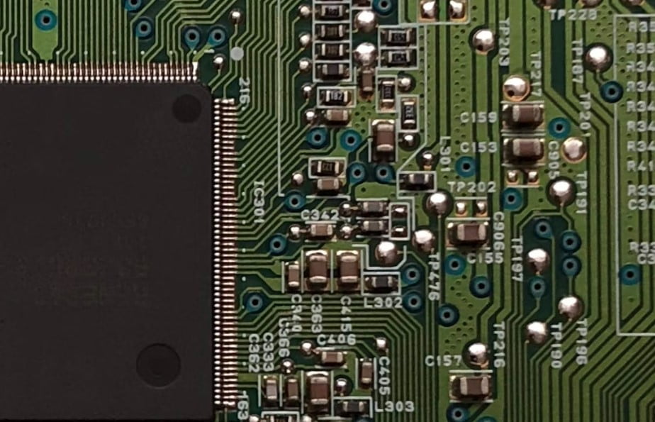 Silicon Computer Chip on pressed board