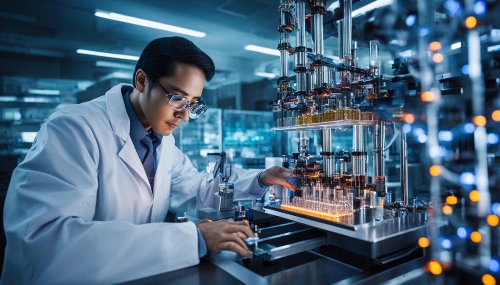 A man stands there trying to understand the benefits of Quantum Computing through Advancements in Chemistry and Materials Science 